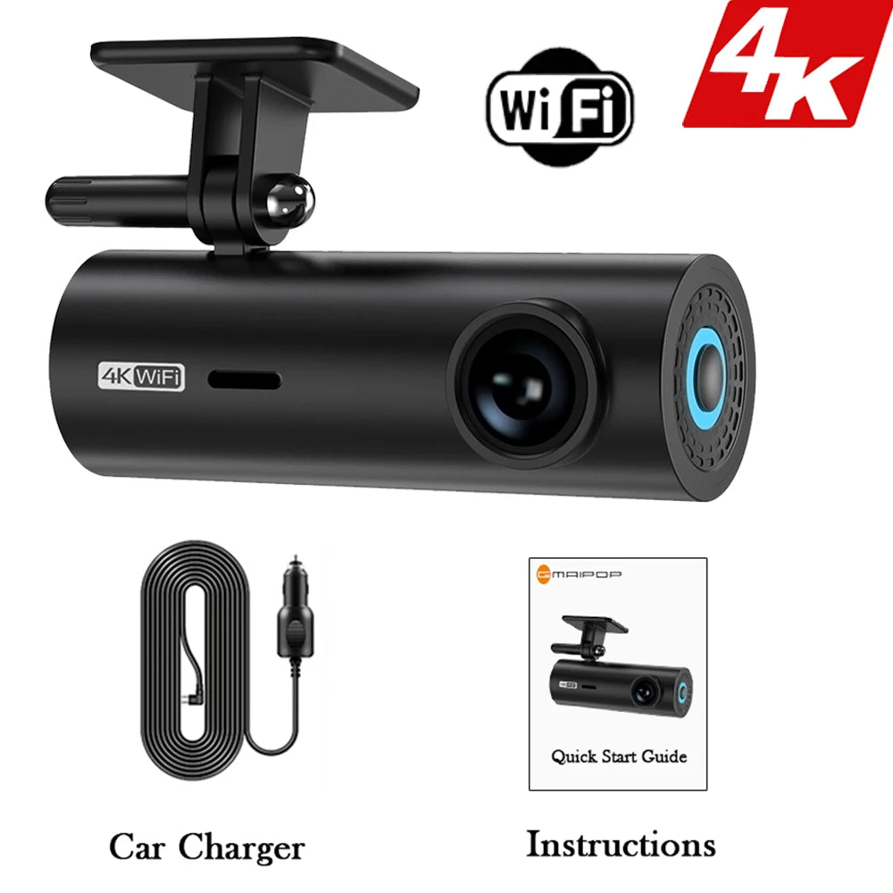 4K Car Dash Cam DVR Recorder Auto Recorder APP Control Black Box WIth WIFI Voice 24h Parking Monitoring function car accessories