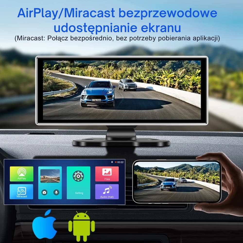 Radio samochodowe 11.26″ – kamera 4K + ekran dotykowy, GPS, CarPlay i Android Auto