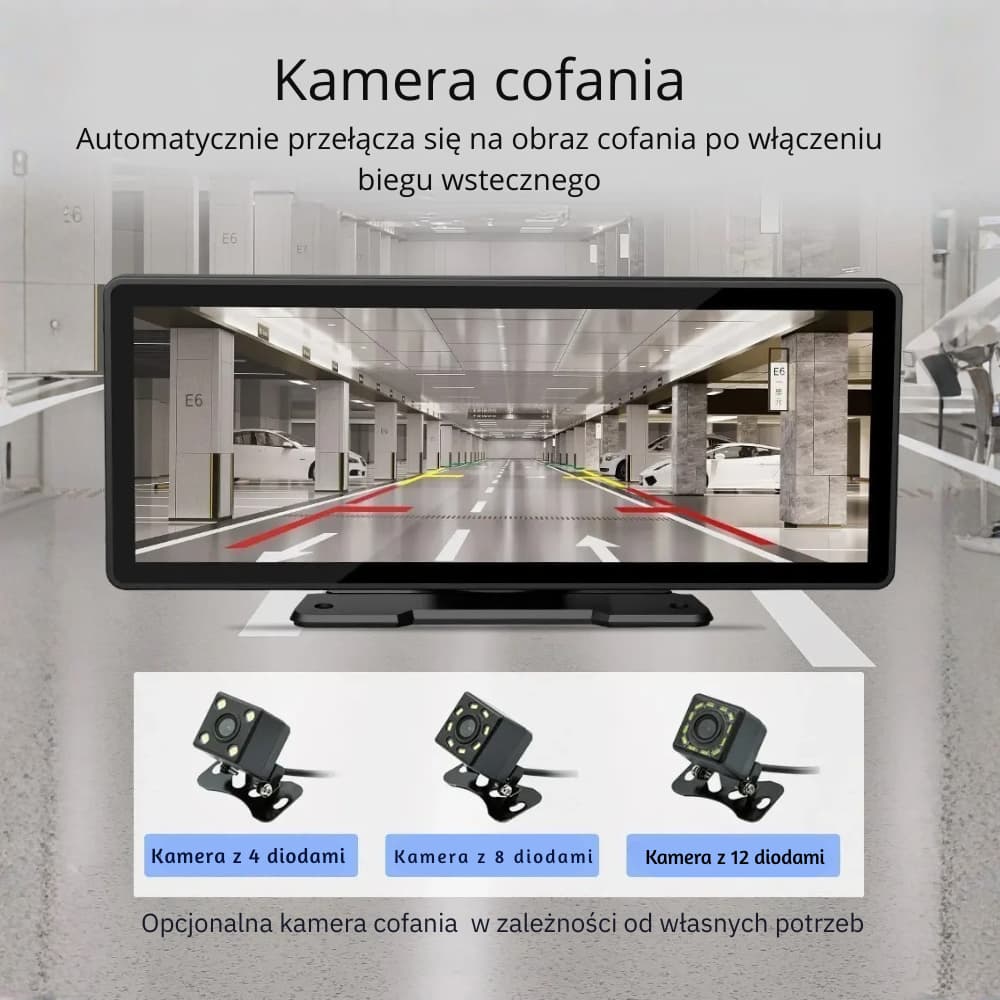 Radio Samochodowe 10,26″ CarPlay/Android Auto WiFi + 12 LED Kamera – Jeden Zestaw