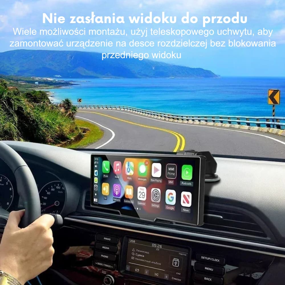 Kamera samochodowa 4K Dual Lens + CarPlay/Android Auto – WiFi 5.0, 10,26