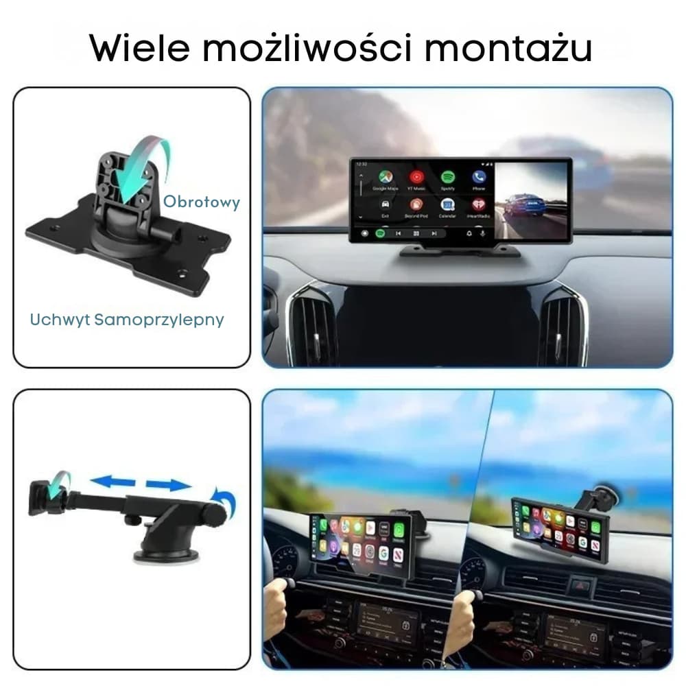 Kamera samochodowa 4K Dual Lens + CarPlay/Android Auto – WiFi 5.0, 10,26