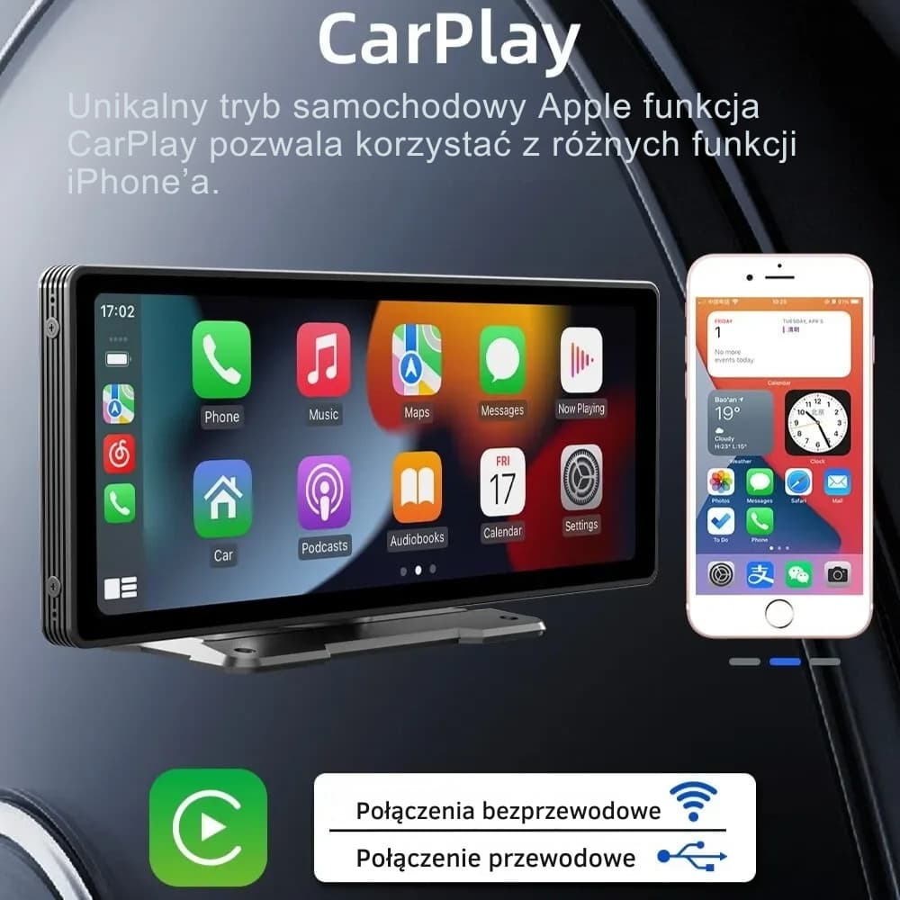 Radio Samochodowe 10,26″ CarPlay/Android Auto WiFi + 12 LED Kamera – Jeden Zestaw