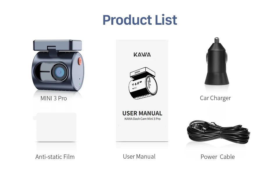 2K KAWA MINI 3 Pro Cameras for Car DVR Tiny Dash Cam 24 Parking Auto Video Recorder WiFi APP Voice Control Car dashcam
