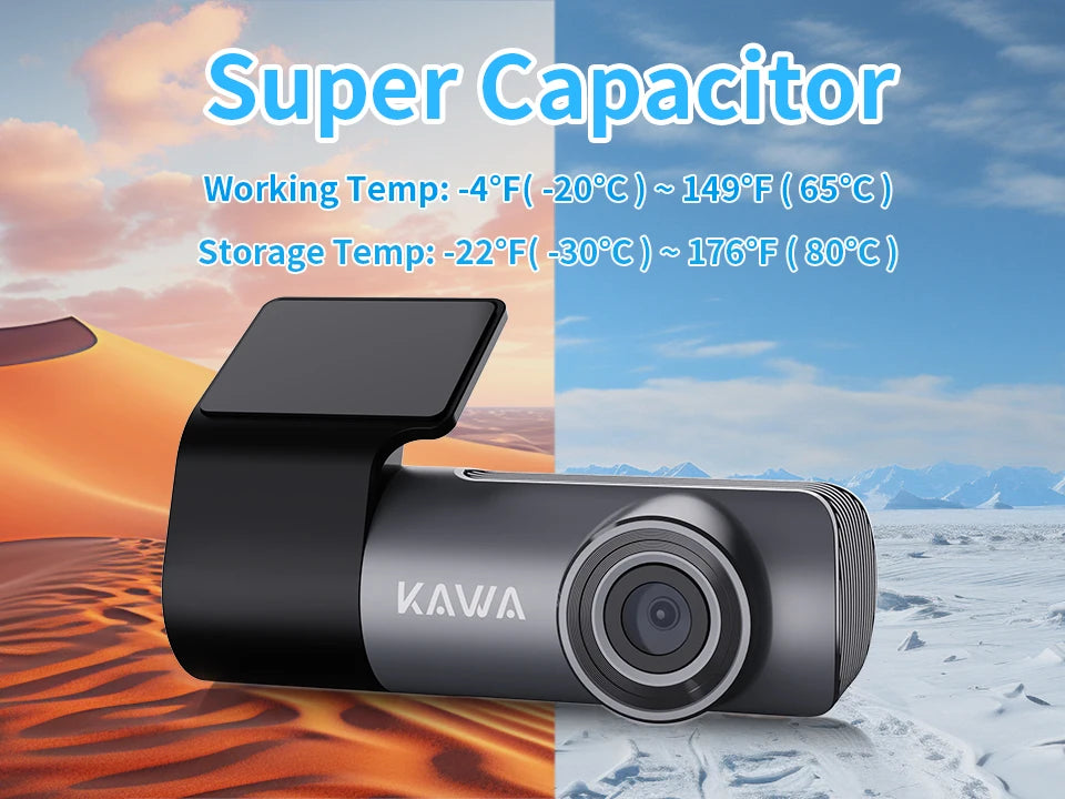 2K Dash Camera For Car DVR Dash Cam In The Car KAWA D5 Video Recorder Emergency Voice Control Night Vision WiFi APP Monitor WDR