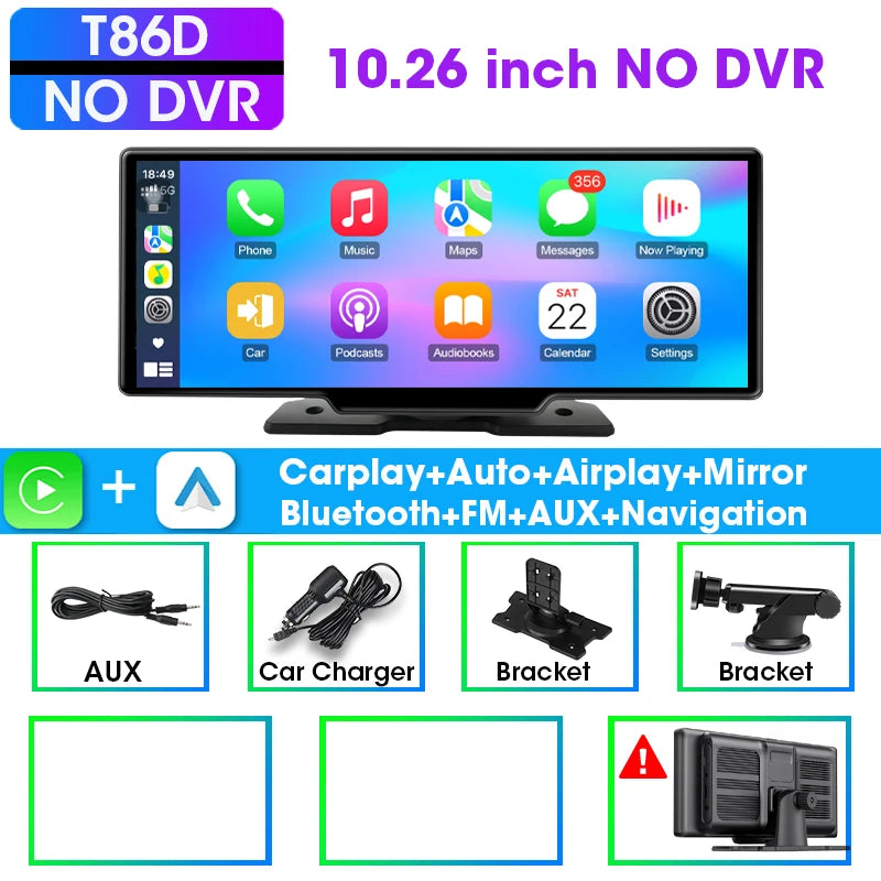 Radio samochodowe 11.26″ – kamera 4K + ekran dotykowy, GPS, CarPlay i Android Auto