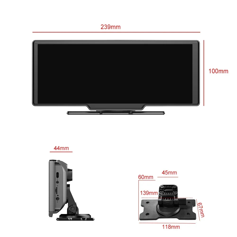 Kamera samochodowa 4K Dual Lens + CarPlay/Android Auto – WiFi 5.0, 10,26