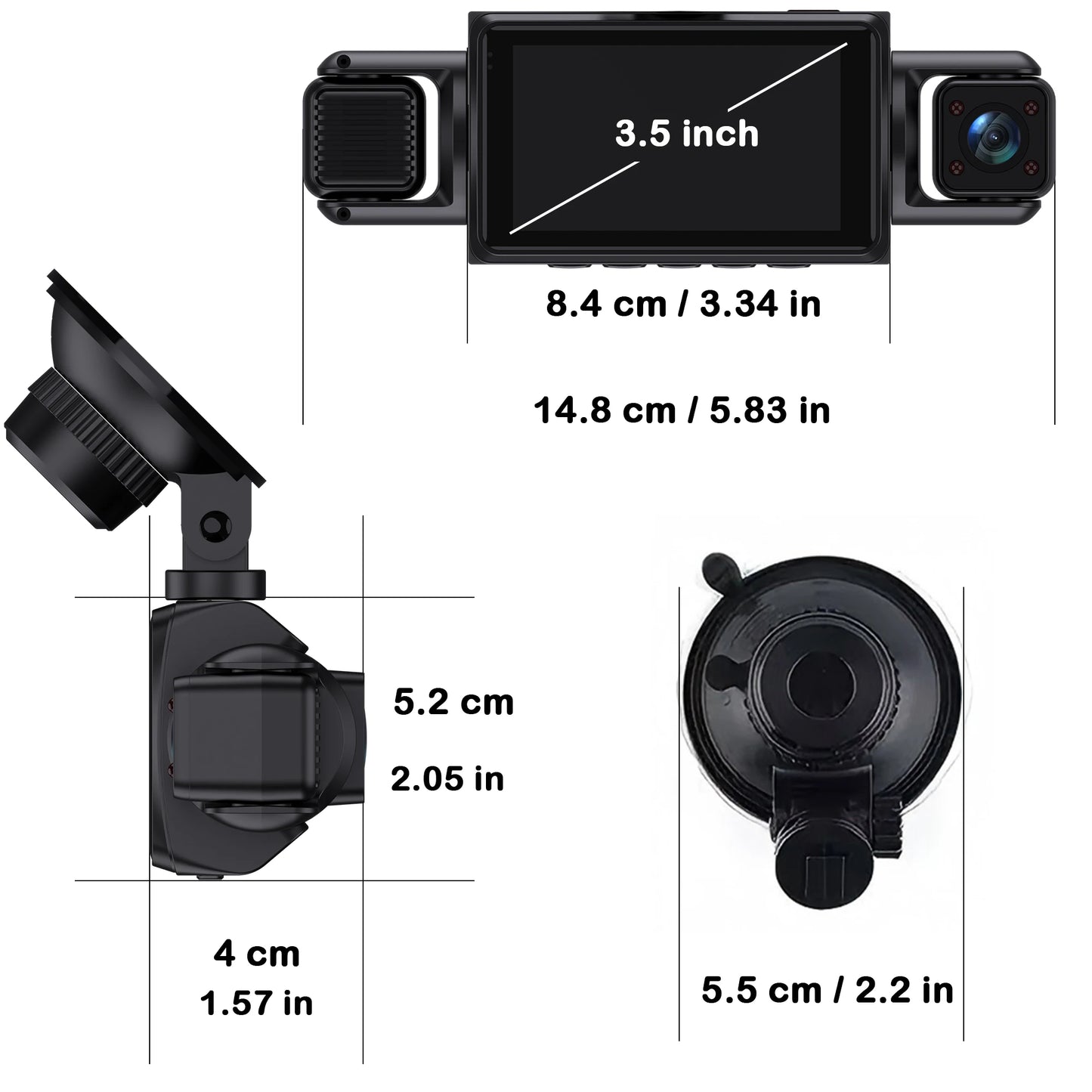 4Ch WiFi Dashcam car camera Black Box Driving DVR FHD 1080P Front Left Right Rear Night Vision Loop Recording Hardwire kit