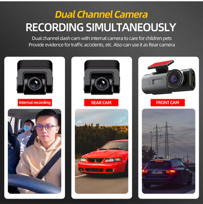 Dash Cam 4K UHD Recording Car Camera DVR Night Vision Video Recorder Built-In Wi-Fi Support GPS 24H Parking