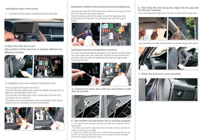 4Ch WiFi Dashcam car camera Black Box Driving DVR FHD 1080P Front Left Right Rear Night Vision Loop Recording Hardwire kit