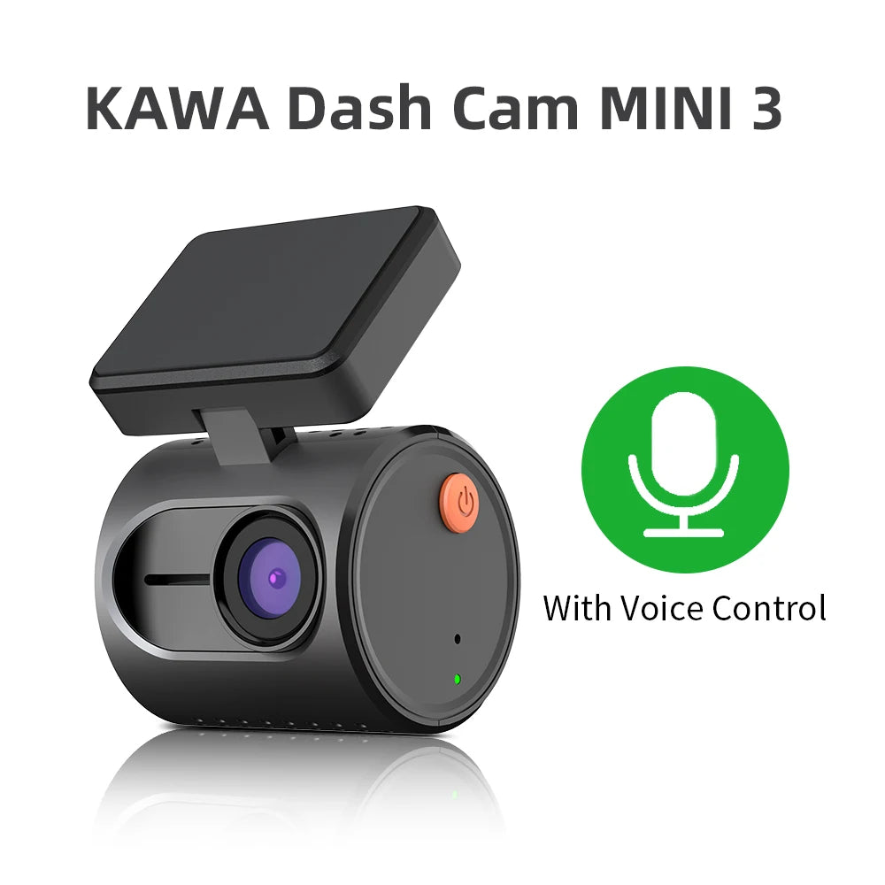 2K Mini Dash Camera For Car DVR Dash Cam KAWA MINI 3 Video Recorder Voice Control(Optional) Night Vision WiFi APP Monitor WDR