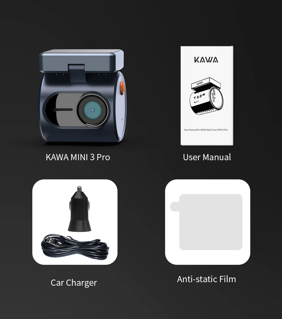 2K KAWA MINI 3 Pro Cameras for Car DVR Tiny Dash Cam 24 Parking Auto Video Recorder WiFi APP Voice Control Car dashcam