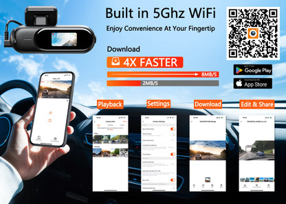 UHD 4K WiFi Dash Cam Dual Lens Driving Recorder Car DVR Optional 1080P Rear Lens Camera 24H Parking Monitoring Black Box