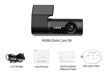 1440P KAWA Car DVR D6 Dash Cam 2K Video Recorder WiFi/App/Voice Control Dash Camera WDR G sensor Night Vision Hidden Dashcam