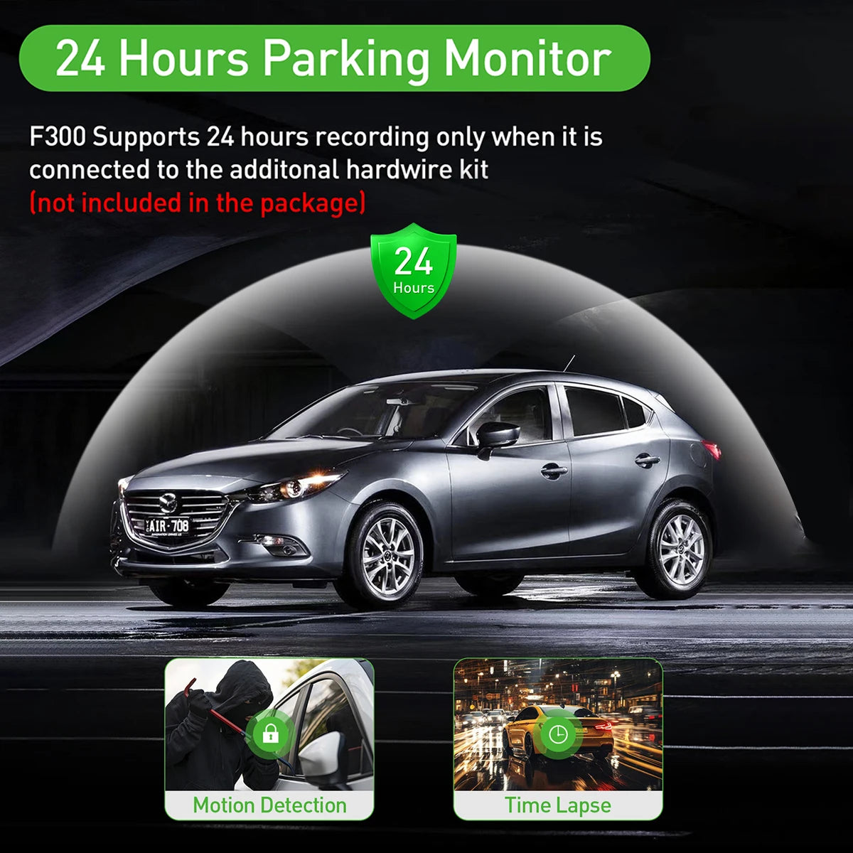 4K WiFi Dual Dash Cam Real 4K Optional rear/ cabin cam Installation 3"IPS NightVision 24H Parking Mode Dashboard Camera Recorder