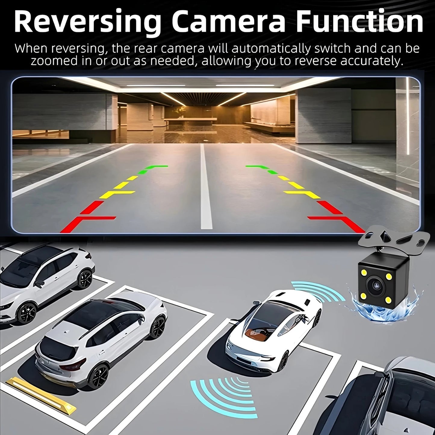 1080P WIFI Camera Dash Cam for cars 2/3Ch Front Rear and Inside car camera with IR Night Vision LoopRecording,wide angle Car DVR