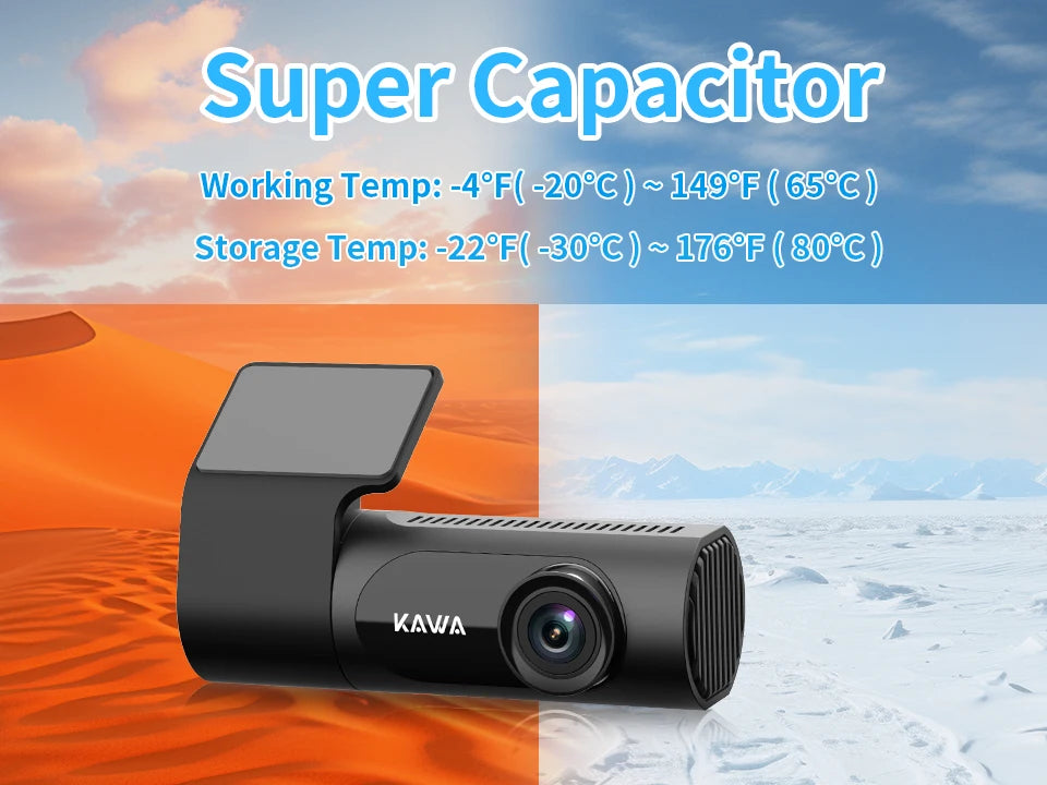 1440P KAWA Car DVR D6 Dash Cam 2K Video Recorder WiFi/App/Voice Control Dash Camera WDR G sensor Night Vision Hidden Dashcam