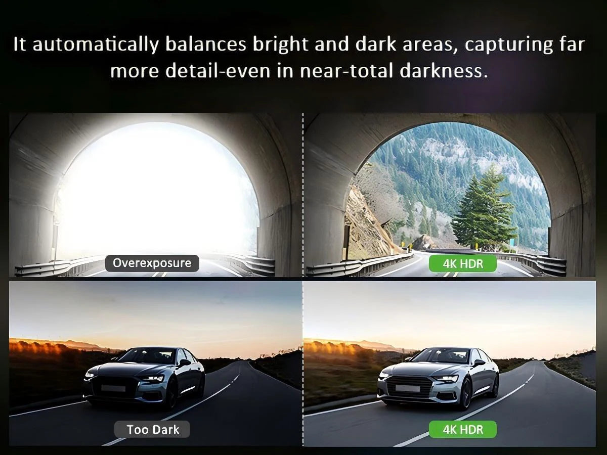 UHD 4K WiFi Dash Cam Dual Lens Driving Recorder Car DVR Optional 1080P Rear Lens Camera 24H Parking Monitoring Black Box