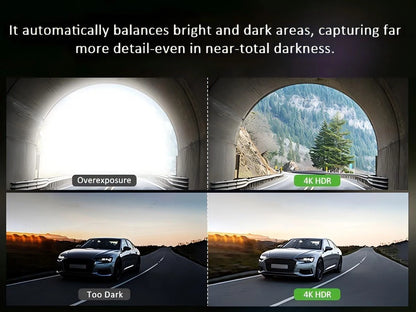 UHD 4K WiFi Dash Cam Dual Lens Driving Recorder Car DVR Optional 1080P Rear Lens Camera 24H Parking Monitoring Black Box