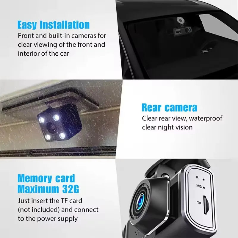 1080P Dual camera Dash Cam for cars,Front And Inside,car camera with IR Night Vision,Loop Recording,wide angle Car DVR Came
