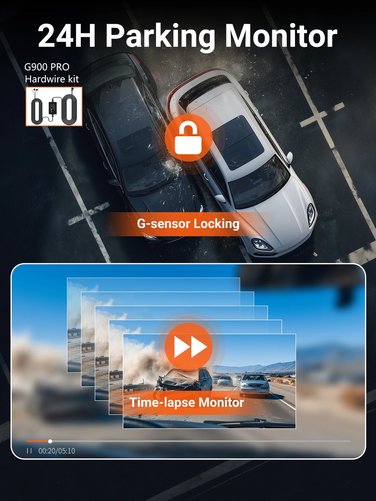 UHD 4K WiFi Dash Cam Dual Lens Driving Recorder Car DVR Optional 1080P Rear Lens Camera 24H Parking Monitoring Black Box