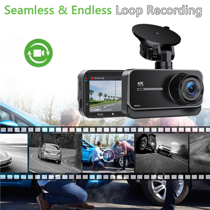 4K WiFi Dual Dash Cam Real 4K Optional rear/ cabin cam Installation 3"IPS NightVision 24H Parking Mode Dashboard Camera Recorder