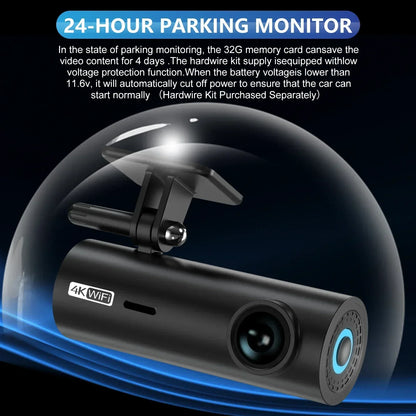 4K Car Dash Cam DVR Recorder Auto Recorder APP Control Black Box WIth WIFI Voice 24h Parking Monitoring function car accessories