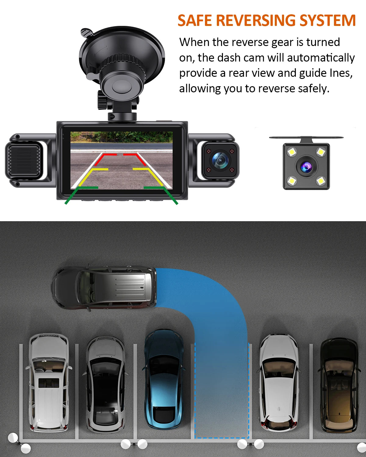 4Ch WiFi Dashcam car camera Black Box Driving DVR FHD 1080P Front Left Right Rear Night Vision Loop Recording Hardwire kit