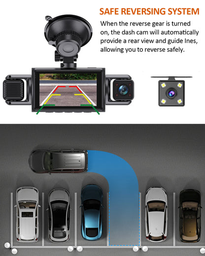 4Ch WiFi Dashcam car camera Black Box Driving DVR FHD 1080P Front Left Right Rear Night Vision Loop Recording Hardwire kit