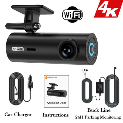 4K Car Dash Cam DVR Recorder Auto Recorder APP Control Black Box WIth WIFI Voice 24h Parking Monitoring function car accessories