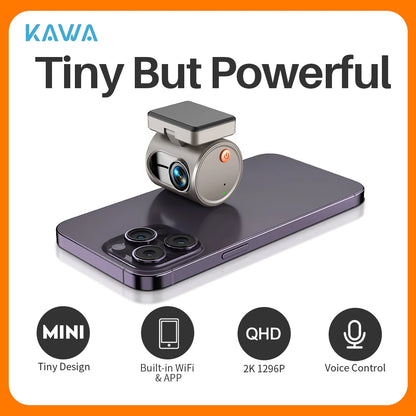 2K Mini Dash Camera For Car DVR Dash Cam KAWA MINI 3 Video Recorder Voice Control(Optional) Night Vision WiFi APP Monitor WDR