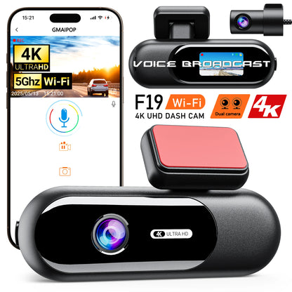 UHD 4K WiFi Dash Cam Dual Lens Driving Recorder Car DVR Optional 1080P Rear Lens Camera 24H Parking Monitoring Black Box