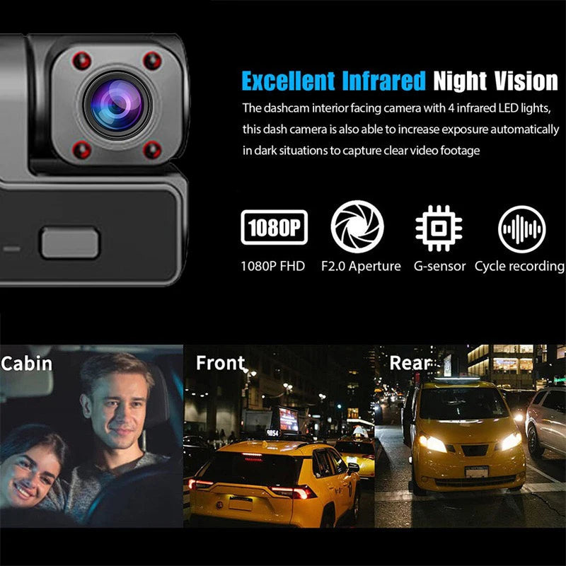 1080P Dual camera Dash Cam for cars,Front And Inside,car camera with IR Night Vision,Loop Recording,wide angle Car DVR Came