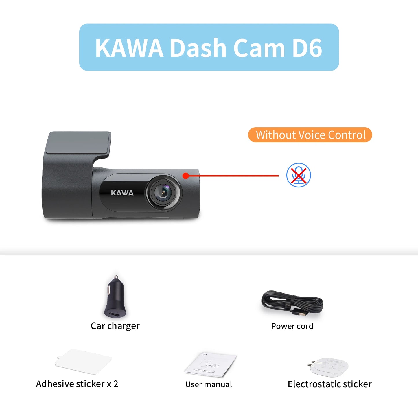 1440P KAWA Car DVR D6 Dash Cam 2K Video Recorder WiFi/App/Voice Control Dash Camera WDR G sensor Night Vision Hidden Dashcam