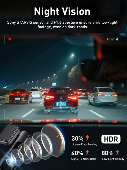 UHD 4K WiFi Dash Cam Dual Lens Driving Recorder Car DVR Optional 1080P Rear Lens Camera 24H Parking Monitoring Black Box