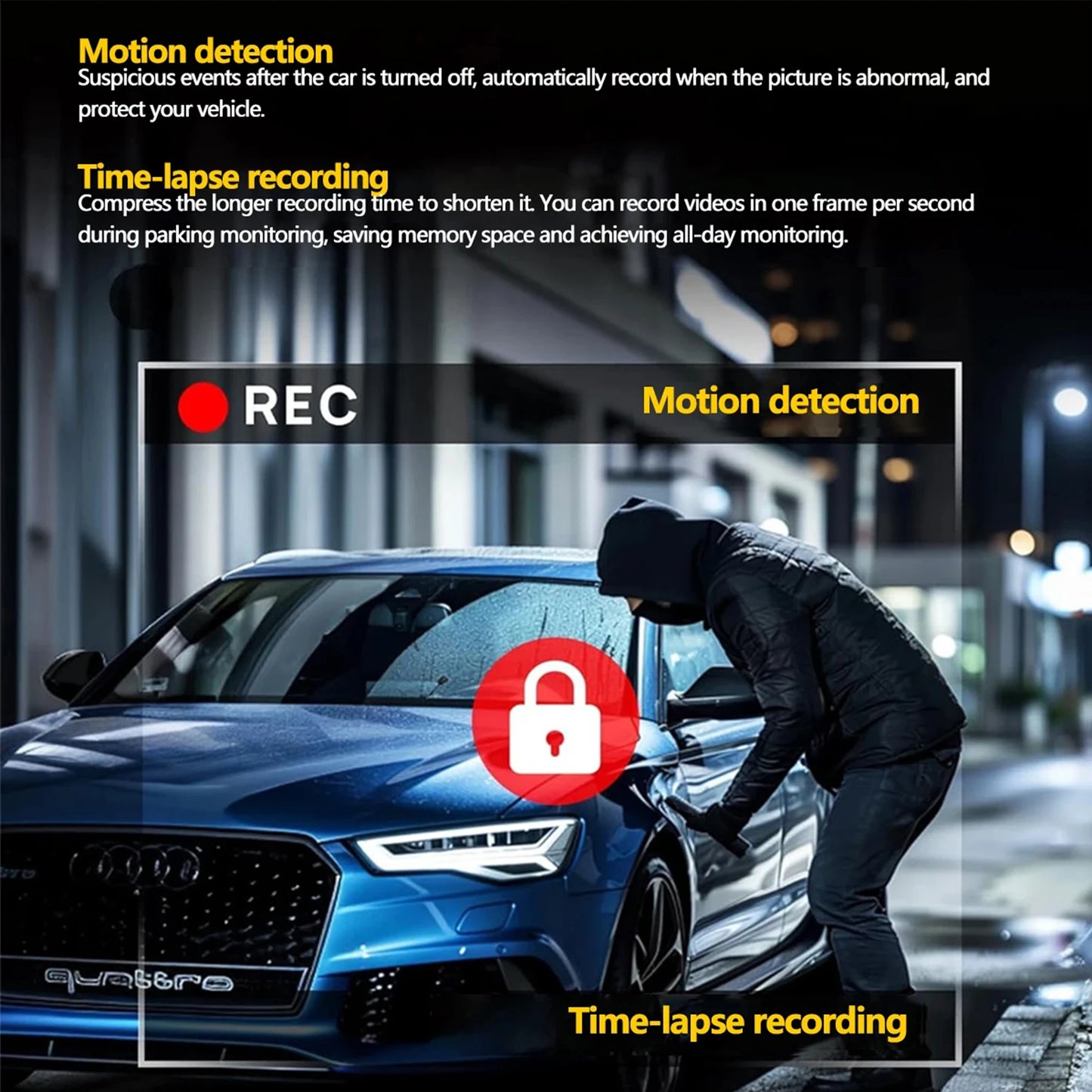 4Ch WiFi Dashcam car camera Black Box Driving DVR FHD 1080P Front Left Right Rear Night Vision Loop Recording Hardwire kit