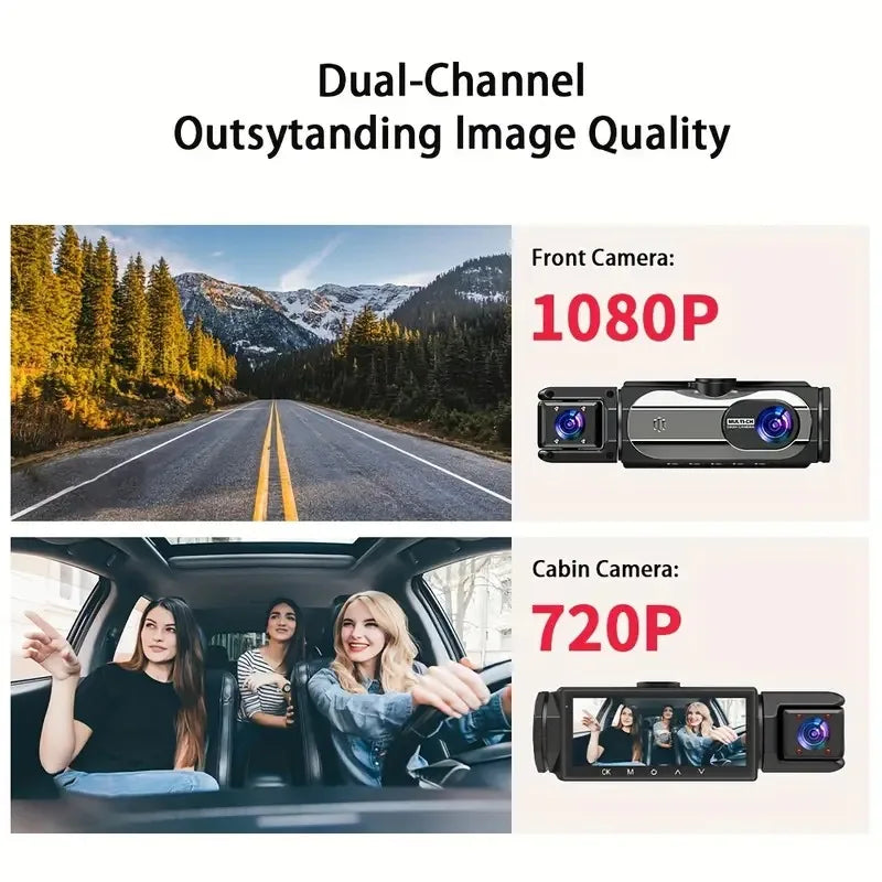 1080P WIFI Camera Dash Cam for cars 2/3Ch Front Rear and Inside car camera with IR Night Vision LoopRecording,wide angle Car DVR