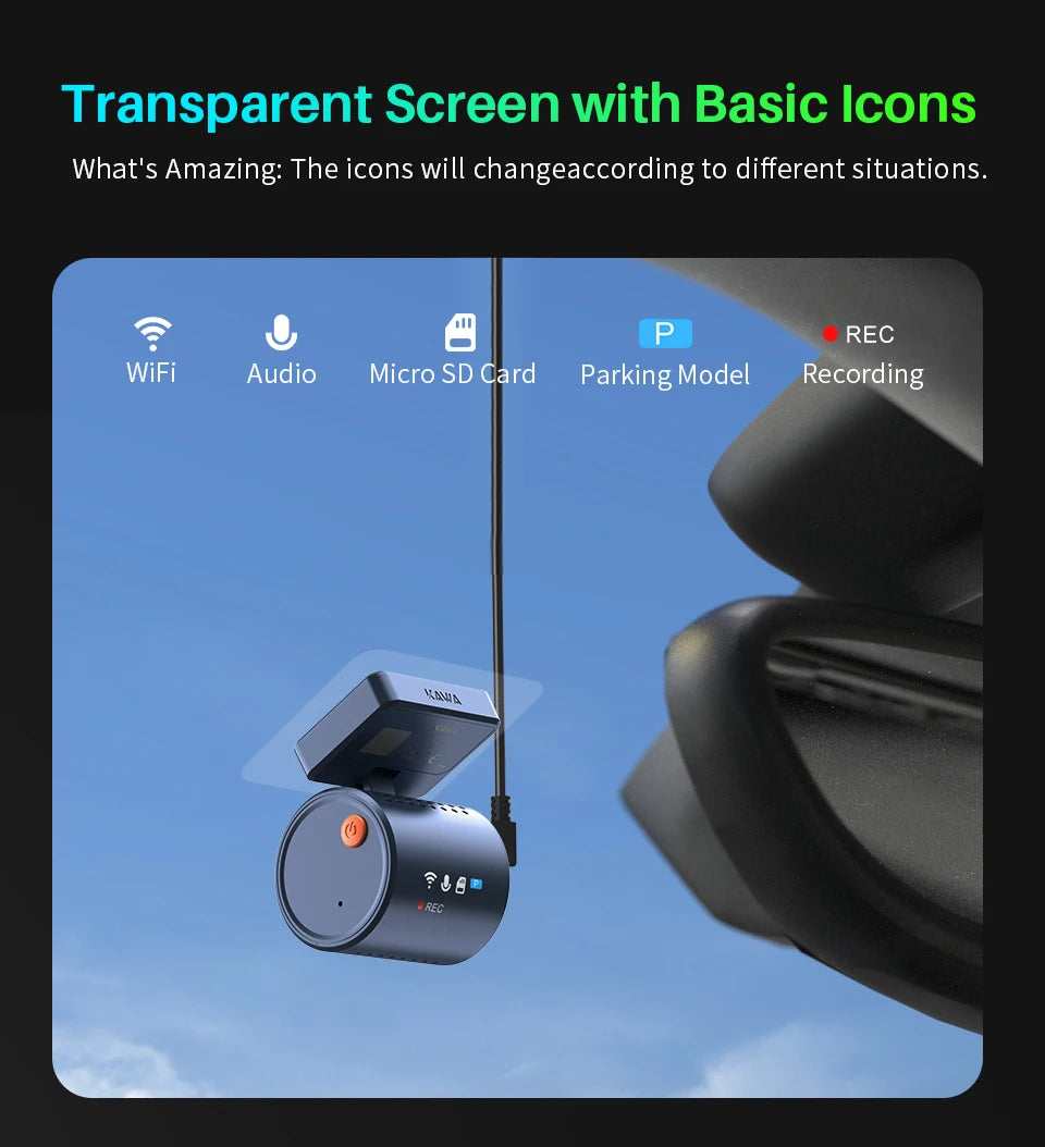 2K KAWA MINI 3 Pro Cameras for Car DVR Tiny Dash Cam 24 Parking Auto Video Recorder WiFi APP Voice Control Car dashcam