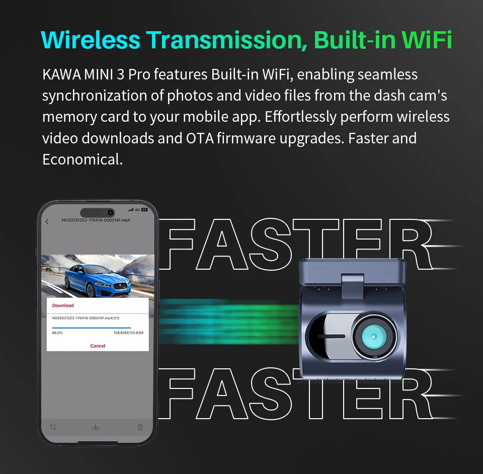 2K KAWA MINI 3 Pro Cameras for Car DVR Tiny Dash Cam 24 Parking Auto Video Recorder WiFi APP Voice Control Car dashcam