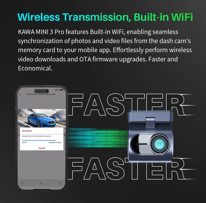 2K KAWA MINI 3 Pro Cameras for Car DVR Tiny Dash Cam 24 Parking Auto Video Recorder WiFi APP Voice Control Car dashcam