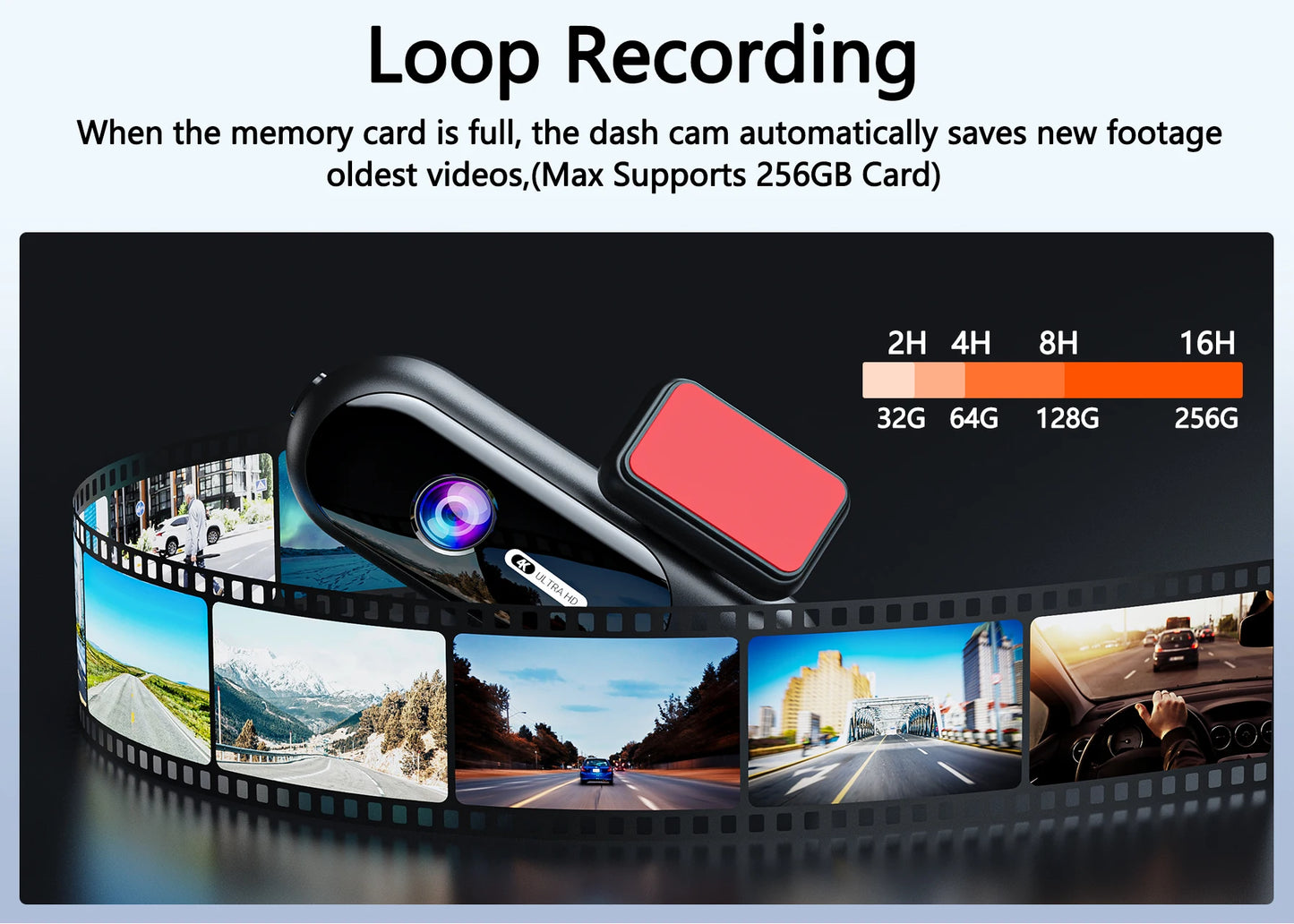 UHD 4K WiFi Dash Cam Dual Lens Driving Recorder Car DVR Optional 1080P Rear Lens Camera 24H Parking Monitoring Black Box