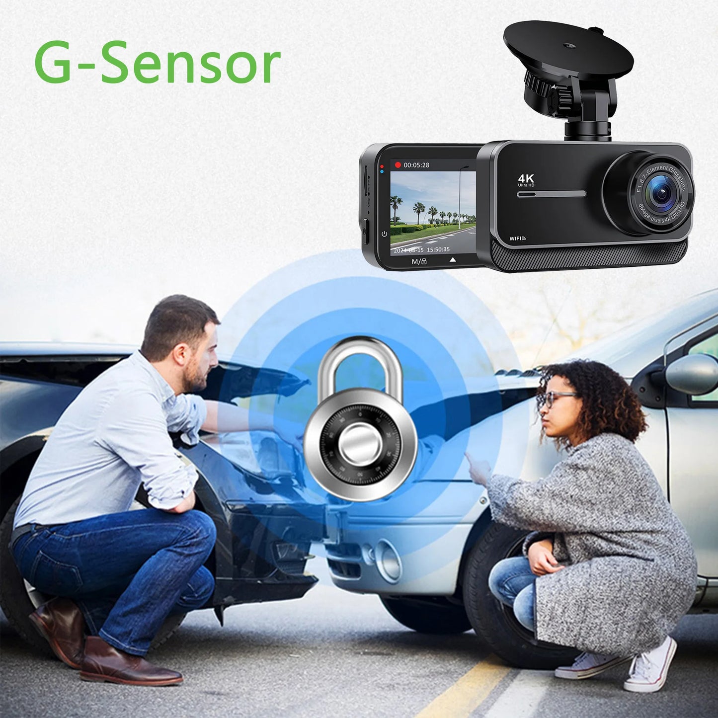 4K WiFi Dual Dash Cam Real 4K Optional rear/ cabin cam Installation 3"IPS NightVision 24H Parking Mode Dashboard Camera Recorder