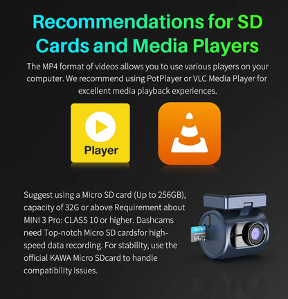 2K KAWA MINI 3 Pro Cameras for Car DVR Tiny Dash Cam 24 Parking Auto Video Recorder WiFi APP Voice Control Car dashcam