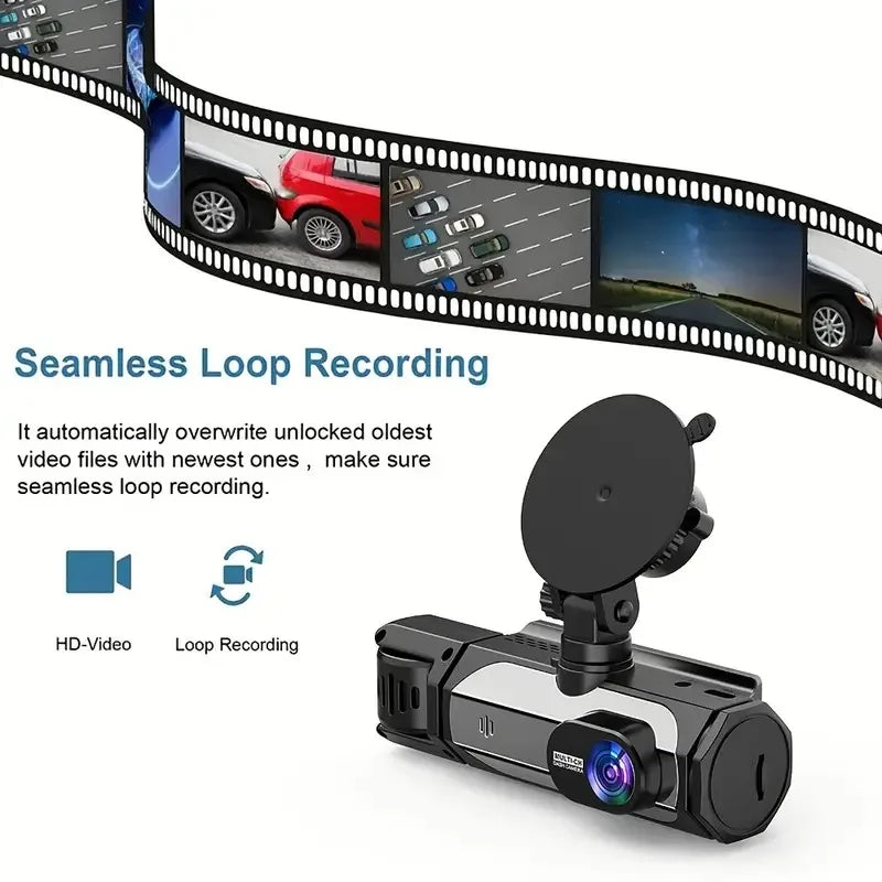 1080P WIFI Camera Dash Cam for cars 2/3Ch Front Rear and Inside car camera with IR Night Vision LoopRecording,wide angle Car DVR