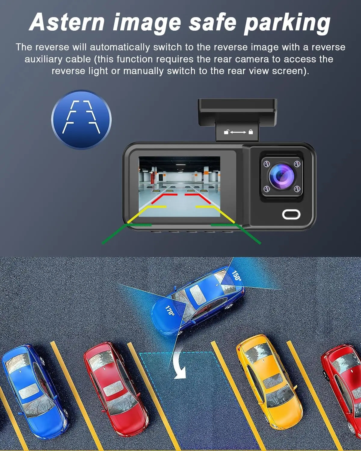 3 Channel Car DVR HD 1080P 3-Lens Inside Vehicle Dash CamThree Way Camera DVRs Recorder Video Registrator Dashcam Camcorder