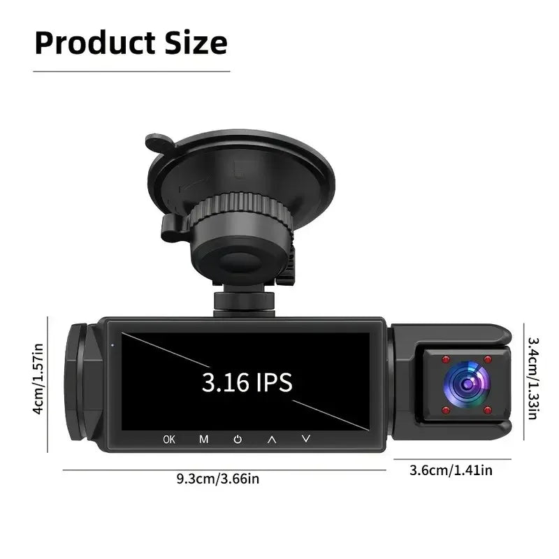 1080P WIFI Camera Dash Cam for cars 2/3Ch Front Rear and Inside car camera with IR Night Vision LoopRecording,wide angle Car DVR